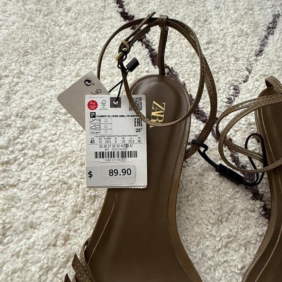 Zara Women's Khaki and Green Sandals - Picture 4 of 7